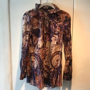 Elie Tahari Multicolor Ruffled Collar Blouse